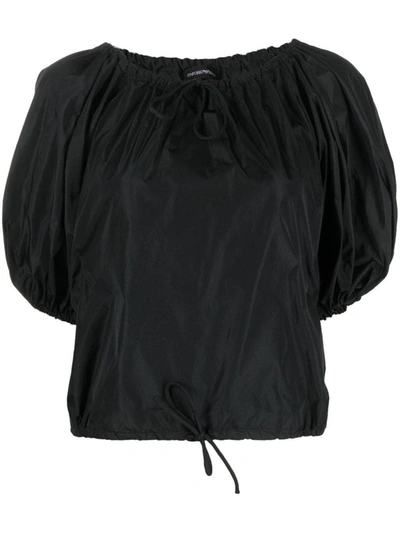 Shop Emporio Armani Baloon Sleeves Top In Black