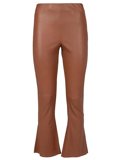 Shop Via Masini 80 Flared Leather Trousers In Red