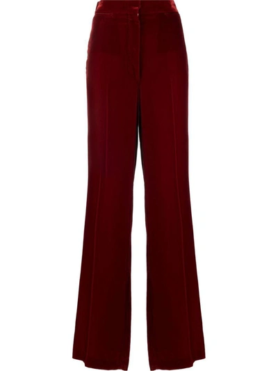 Shop Stella Mccartney Wide Leg Velvet Trousers In Red