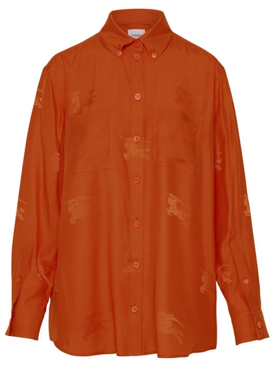 Shop Burberry Ivanna Silk Orange Shirt