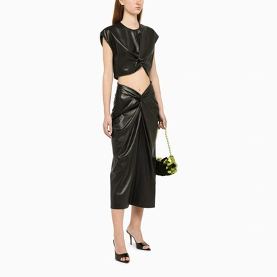 Shop Msgm Faux Midi Skirt In Black