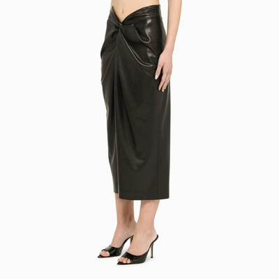 Shop Msgm Faux Midi Skirt In Black