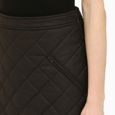 Shop Burberry Dark Quilted Miniskirt In Brown