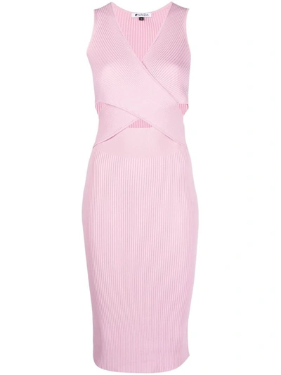 Shop Krizia Tight-fitting Knit Dress In Pink