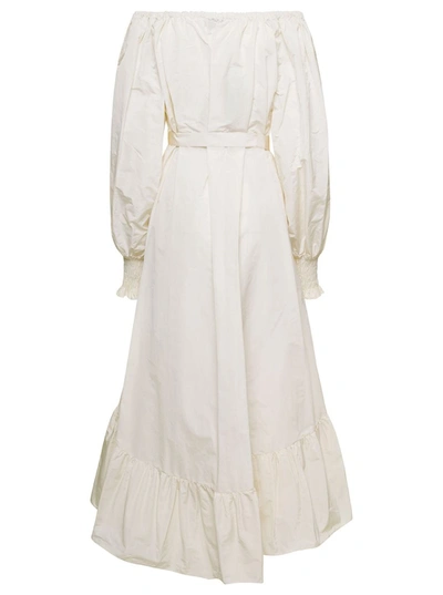 Shop Patou White Tiered Maxi-dress In Polyester Woman