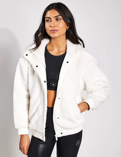Shop Alo Yoga Sherpa Varsity Jacket In White