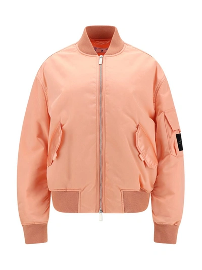 Off-white Laundry Logo-patch Bomber Jacket In Peach Orange