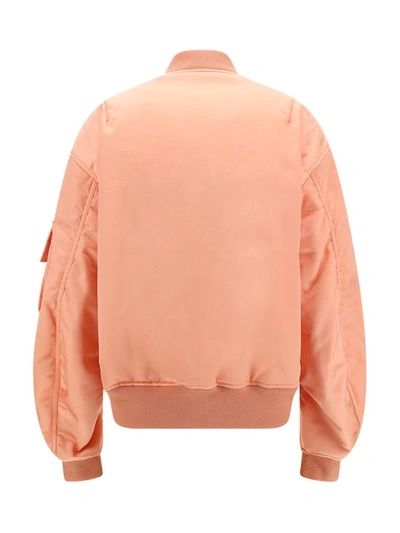 Off-white Laundry Logo-patch Bomber Jacket In Peach Orange
