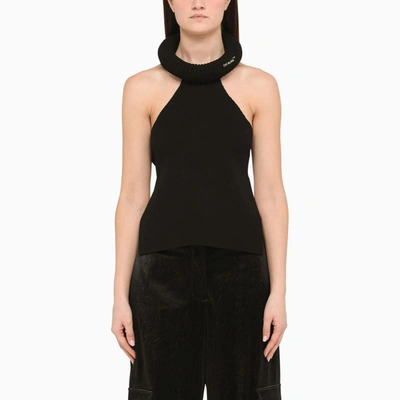 Off-white Halter Neck Tubolar Stretchy Top In Black