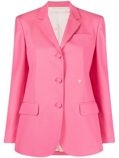 Palm Angels Miami Cotton Blend Blazer Jacket In Fuchsia