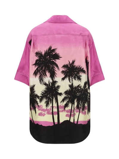 Shop Palm Angels Shirts In Purple Black