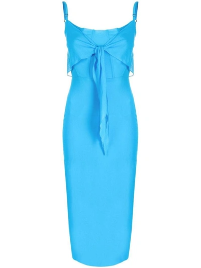 Shop Patou Midi Dress With Tie Detail In Blue