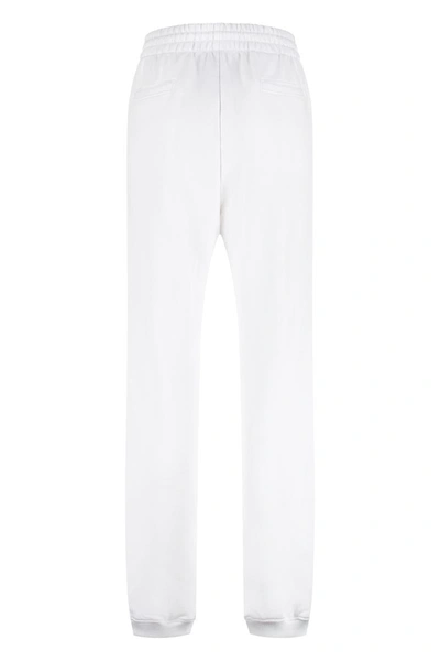 Shop Moschino Logo Detail Cotton Track-pants In White
