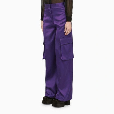 Shop Versace Satin Cargo Trousers In Purple