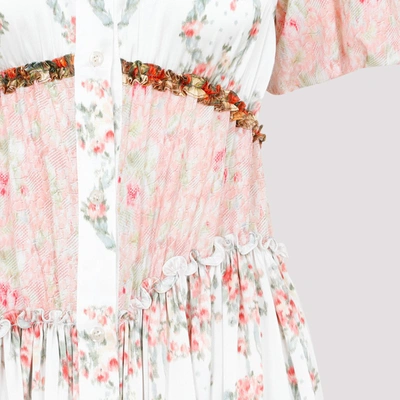 Shop Simone Rocha Puff Sleeve Asymmetric Ruffle Dress In Multicolour