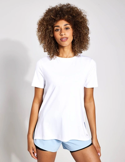 Shop Goodmove Scoop Neck Mesh Back T-shirt In White