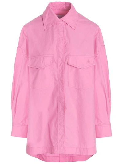 Shop Attico Logo Embroidery Overshirt In Pink