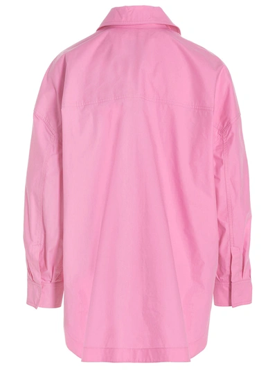 Shop Attico Logo Embroidery Overshirt In Pink