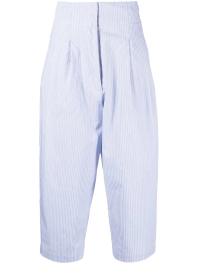 Shop Jejia Wide Leg Cotton Trousers In Clear Blue