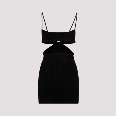 Shop Off-white Cut Out Ribbed Mini Dress In Black