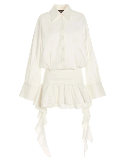 Shop Blumarine Flounced Dress In White