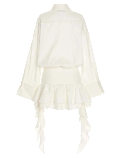 Shop Blumarine Flounced Dress In White