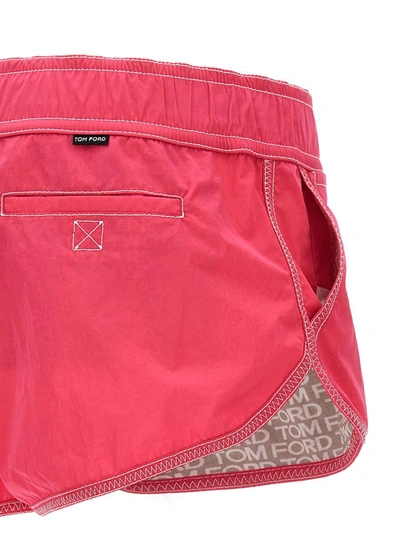 Shop Tom Ford Logo Nylon Shorts In Fuchsia