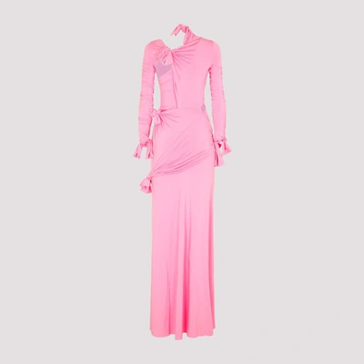 Shop Balenciaga Knot Gown Maxi Dress In Pink &amp; Purple