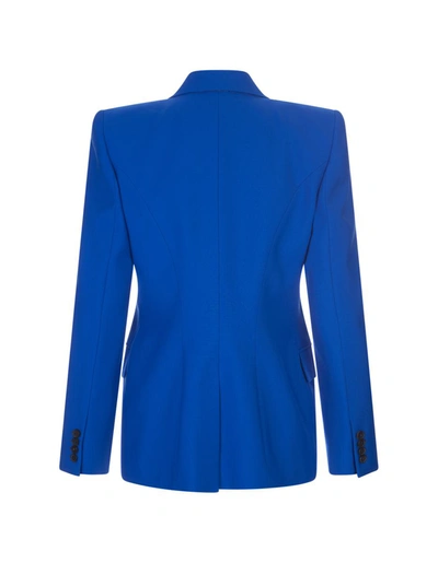 Shop Alexander Mcqueen Galactic Tailored Wool Double-breasted Jacket In Blue
