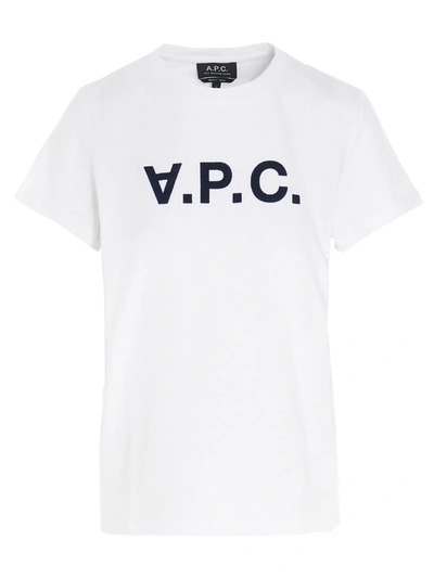 Shop Apc Flocked Logo T-shirt White