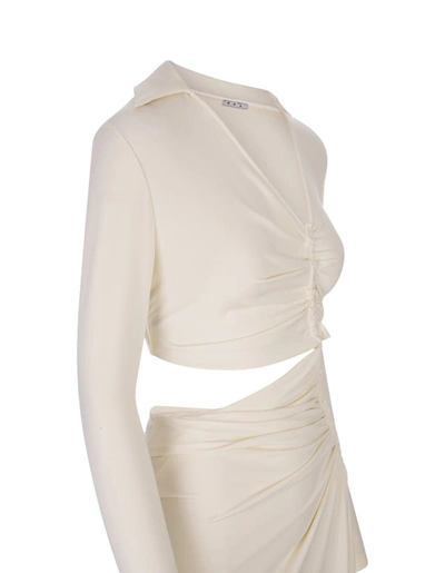 Shop Off-white Off- Midi Dress With Draping In White