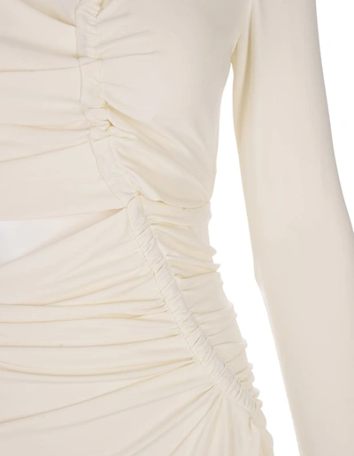 Shop Off-white Off- Midi Dress With Draping In White