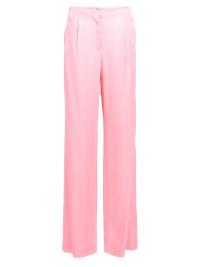 Shop Msgm Satin Pants In Pink