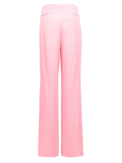 Shop Msgm Satin Pants In Pink