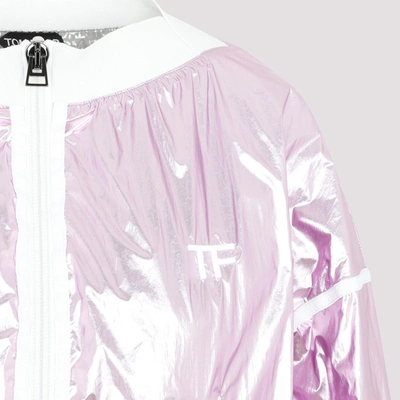 Shop Tom Ford Cropped Track Jacket In Pink &amp; Purple
