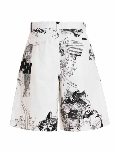 Shop Comme Des Garçons Shirt 'comics' Bermuda Shorts In White/black