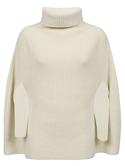 Shop Sa Su Phi Ribbed Wool High Neck Cape In White