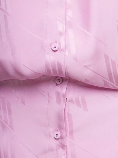 Shop Attico 'sylvie' Baby Pink All-over Monogram Shirt Dress Woman The