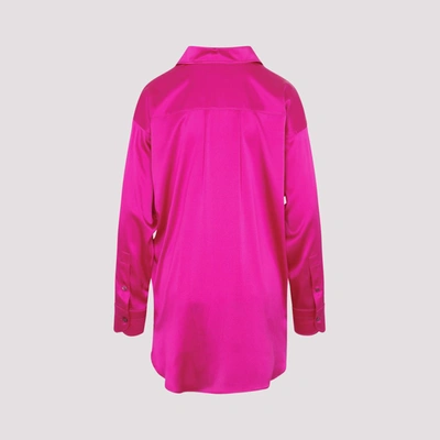 Shop Tom Ford Stretch Silk Satin Shirt In Pink &amp; Purple