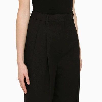Shop Burberry Wide Trousers In Black