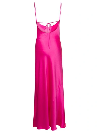 Shop The Andamane Pink Side Slit Maxi Dress In Polyester Woman In Fuxia