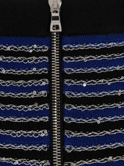 Shop Balmain Sequin Stripe Knit Skirt In Multicolor