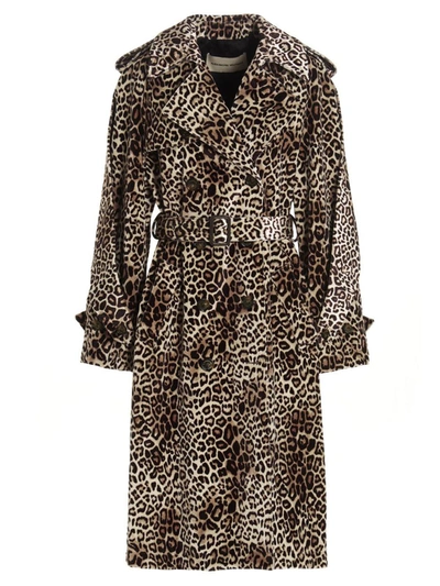 Shop Alexandre Vauthier Leopard Velvet Trench Coat In Multicolor