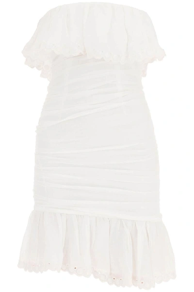 Shop Isabel Marant 'oxani' Mini Dress With Embroidered Ruffles In White