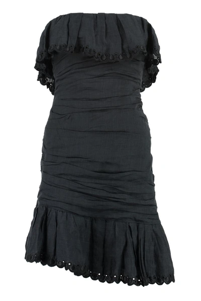 Shop Isabel Marant Oxani Off-the-shoulder Dress In Black
