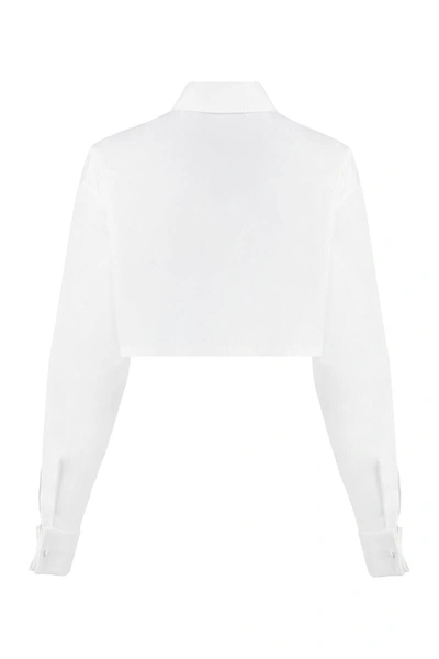 Shop Prada Cotton Poplin Shirt In White