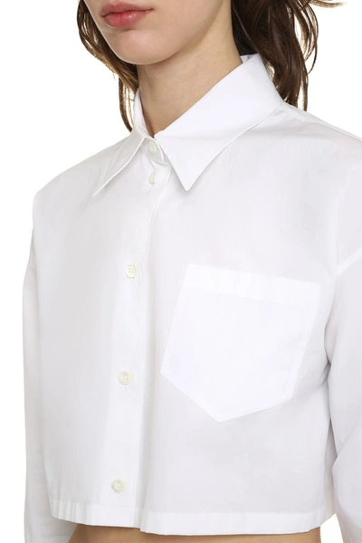 Shop Prada Cotton Poplin Shirt In White