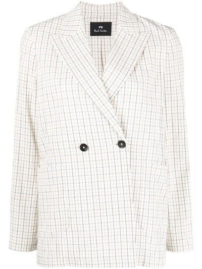 Shop Paul Smith Cotton Double-breasted Blazer Jacket In White