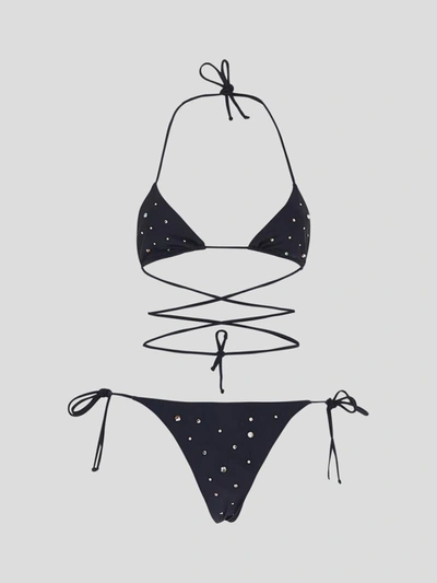 Shop Alessandra Rich Lycra Triangle Bikini In Black