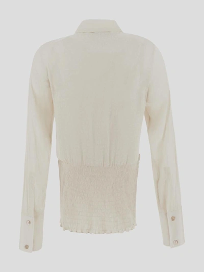 Shop Capasa Pleated Shirt In Beige